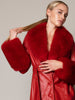 Faux Fur Genuine Leather Coat in Red