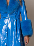 VANDAM Faux Fur Patent Leather Coat