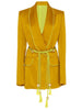 DALIDA Double-breasted Satin Blazer + Pants Matching Set in Gold