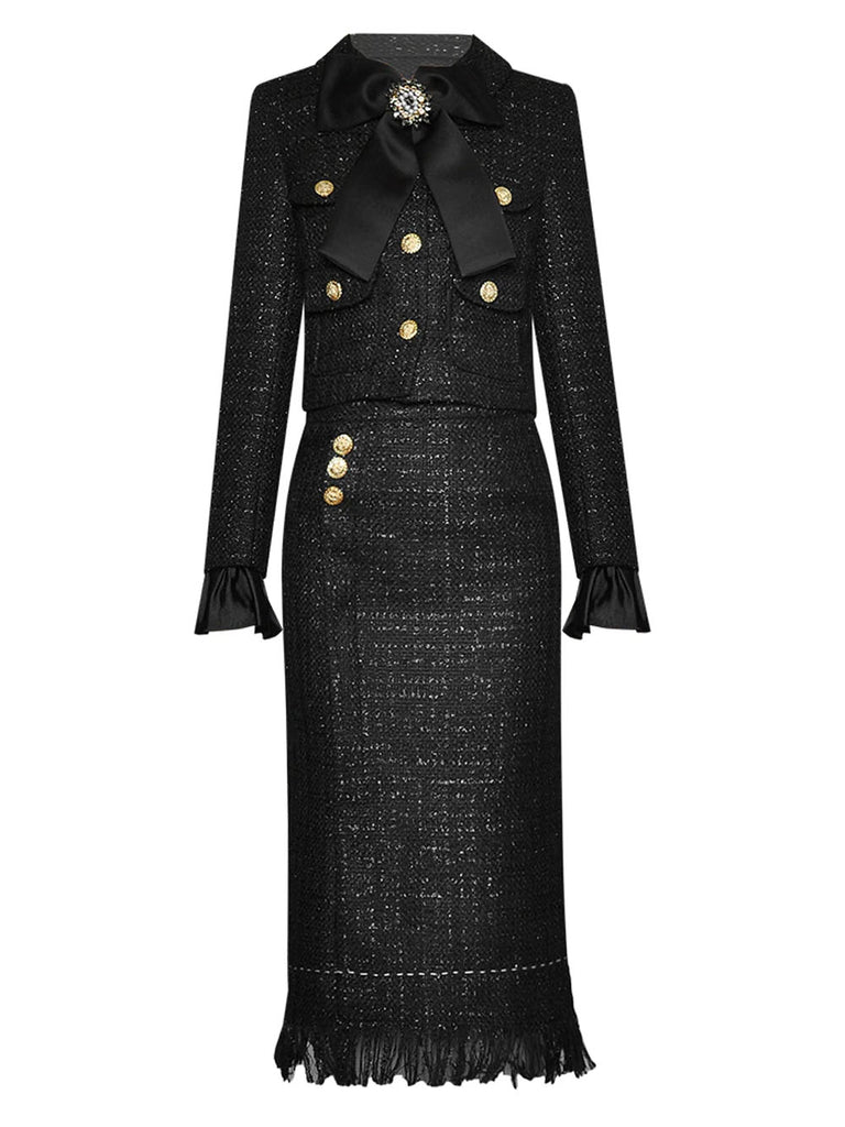 MORENNE Tweed Jacket & Skirt Set
