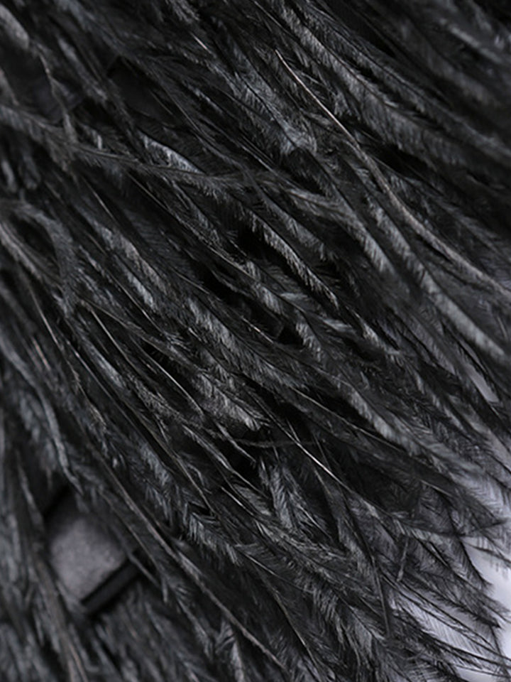 Feathers Tassel Hem Belted Blazer Dress
