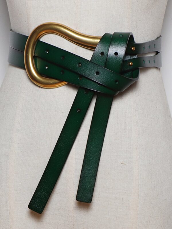 U Leather Belt - Green, O/S