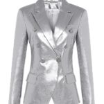 UNTITLED Double-Breasted Leather Blazer in Silver - Image 7