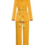 Tasseled Satin Blazer + Pants in Gold - Image 2