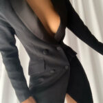 Double-Breasted Blazer Dress in Black - Image 2