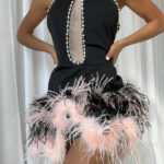 FERENE Feathers & Pearls Mini Dress - Image 2