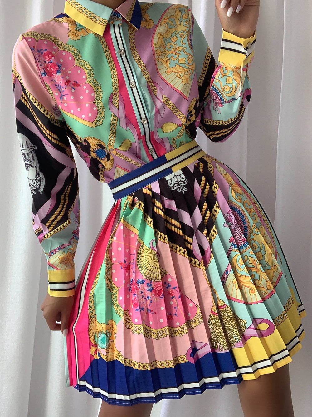 POLY Blouse & Skirt Set