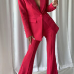 NAOMA Blazer & Flared Pants Set in Magenta