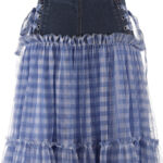 SISTA Plaid Maxi Skirt w Denim Belt - Image 5