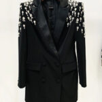 MESSA Beaded Cady Mini Blazer Dress in Black - Image 2