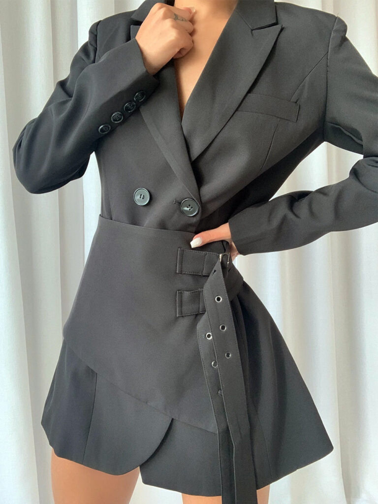 ELEINNE Blazer Mini Dress in Black