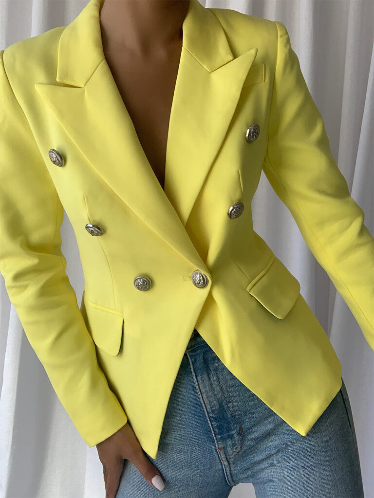 Double Breasted Yellow Blazer