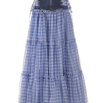 SISTA Plaid Maxi Skirt w Denim Belt