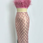 MAGLINA Feather Top & Sequins Skirt Set in Pink - Image 10