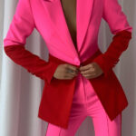 PETELE Blazer & Pants Set In Pink & Red - Image 6