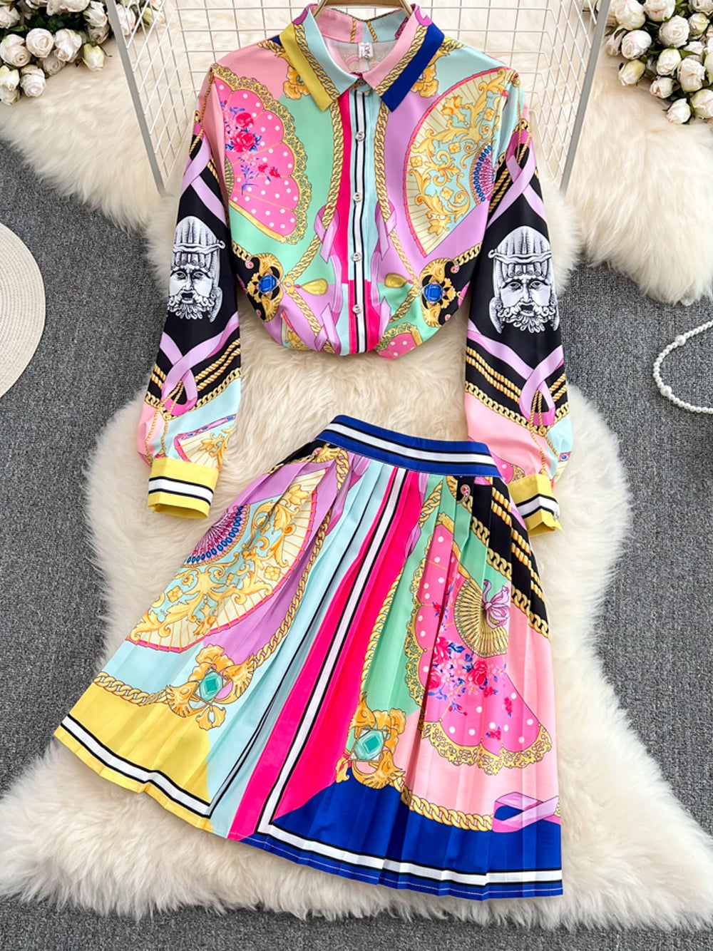 POLY Blouse & Skirt Set