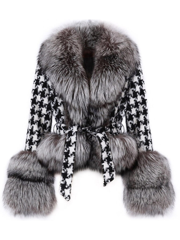Faux Fur Houndstooth Jacket