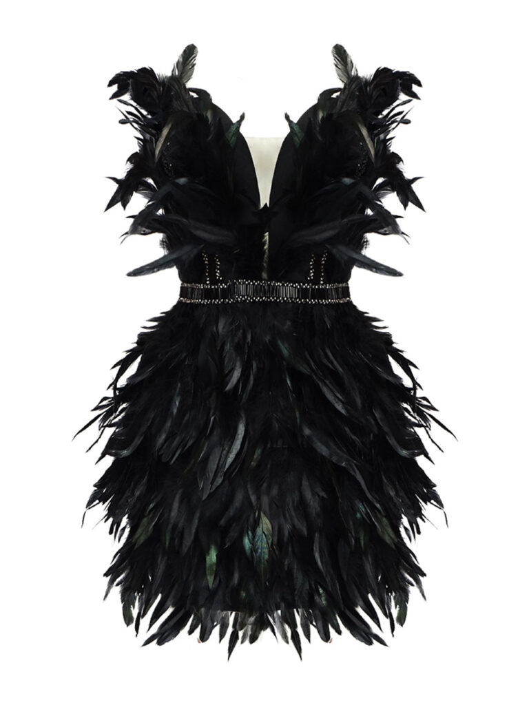 TAYE Feathers Mini Dress
