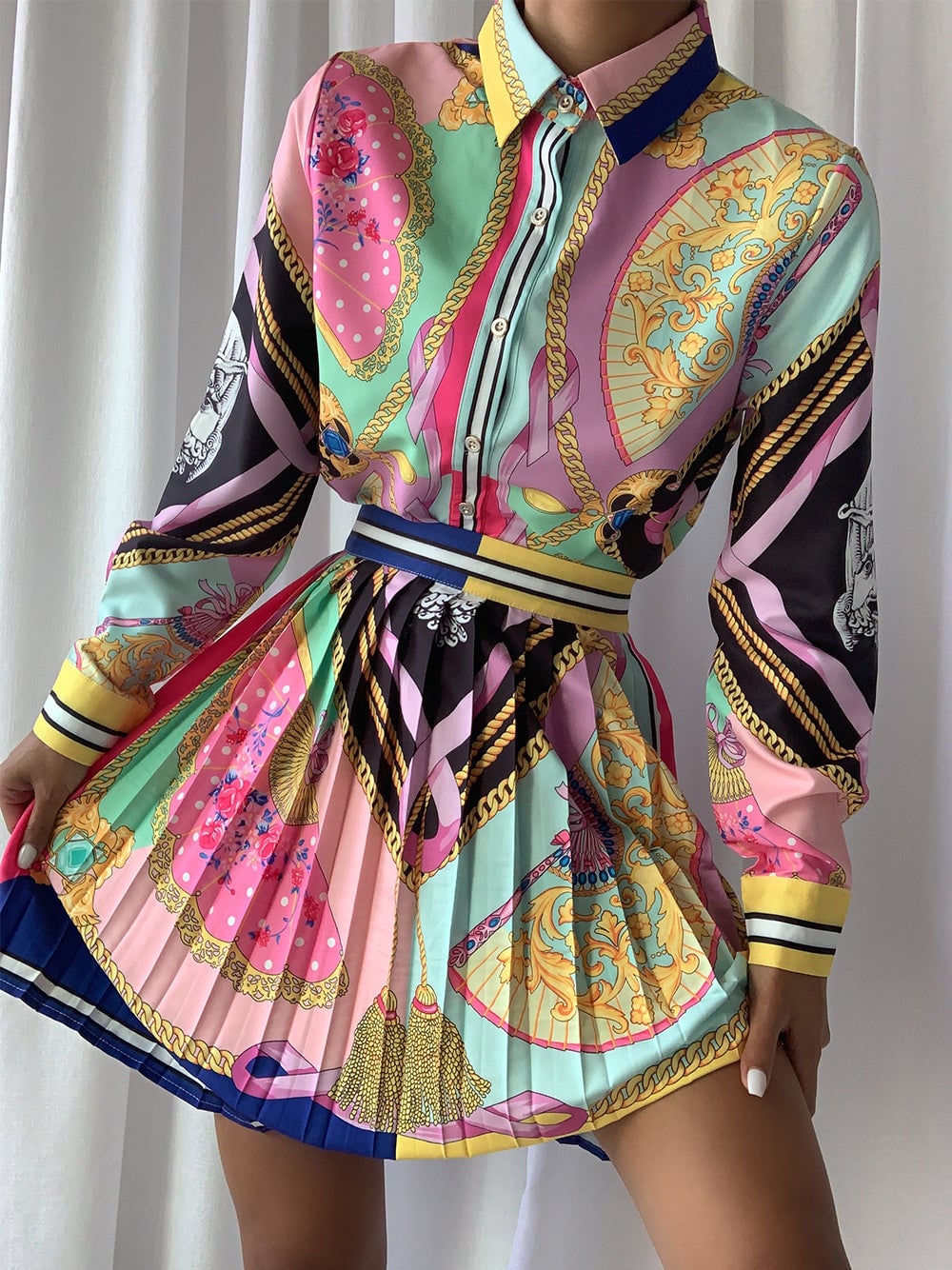 POLY Blouse & Skirt Set