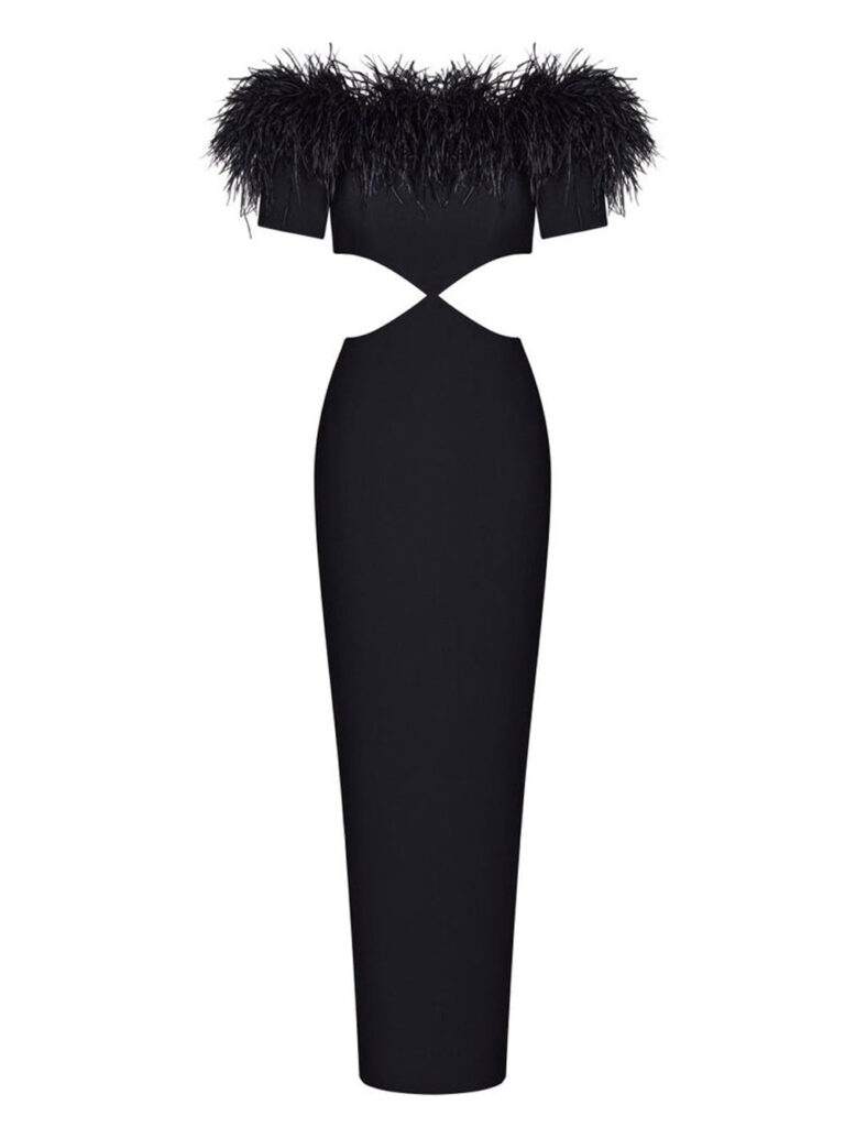 UDA Maxi Dress w Feathers