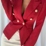 Double Breasted Red Blazer