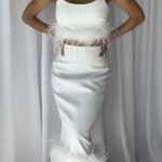 SATERA Top & Skirt Set in White