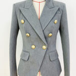 Double Breasted Blazer in Pale Gray - Image 10