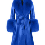Foxy Leather Coat w/ Fox Fur In Blue - ZCRAVE™ OFFICIAL WEBSITE