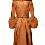 Foxy Leather Coat w/ Fox Fur In Brown - Image 6