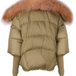 Fur Trim Puffer Jacket in Khaki & Brown - Image 21