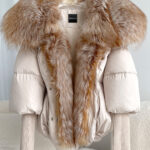 Fur Trim Puffer Jacket in Beige - Image 10