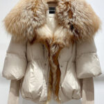 Fur Trim Puffer Jacket in Beige - Image 3