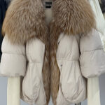Fur Trim Puffer Jacket in Beige - Image 8