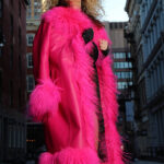 TAJE Shearling Trim Leather Coat in Fuchsia - Image 7