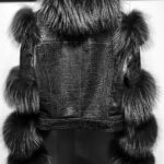 LITALY Fur Trim Leather Jacket in Black - Image 3