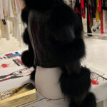 LITALY Fur Trim Leather Jacket in Black - Image 8