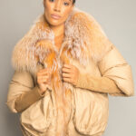 Fur Trim Puffer Jacket in Tan - Image 14