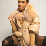 Fur Trim Puffer Jacket in Tan - Image 19