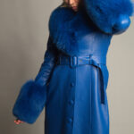 Foxy Leather Coat w/ Fox Fur In Blue - ZCRAVE™ OFFICIAL WEBSITE