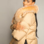 Fur Trim Puffer Jacket in Tan - Image 16