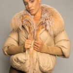 Fur Trim Puffer Jacket in Tan - Image 3