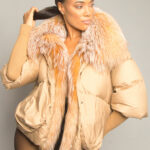 Fur Trim Puffer Jacket in Tan - Image 18