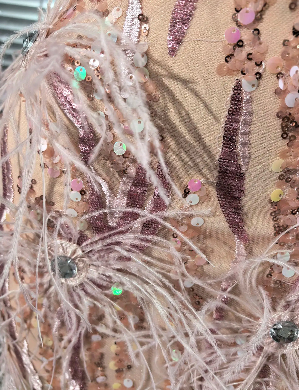 PIUMA Sequins & Feathers Mini Dress