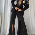 DORE Embellished Blazer & Flared Pants Set