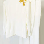 FOGELE Embellished Blazer & Flared Pants Set in White - Image 2