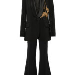 FOGELE Embellished Blazer & Flared Pants Set in Black - Image 3