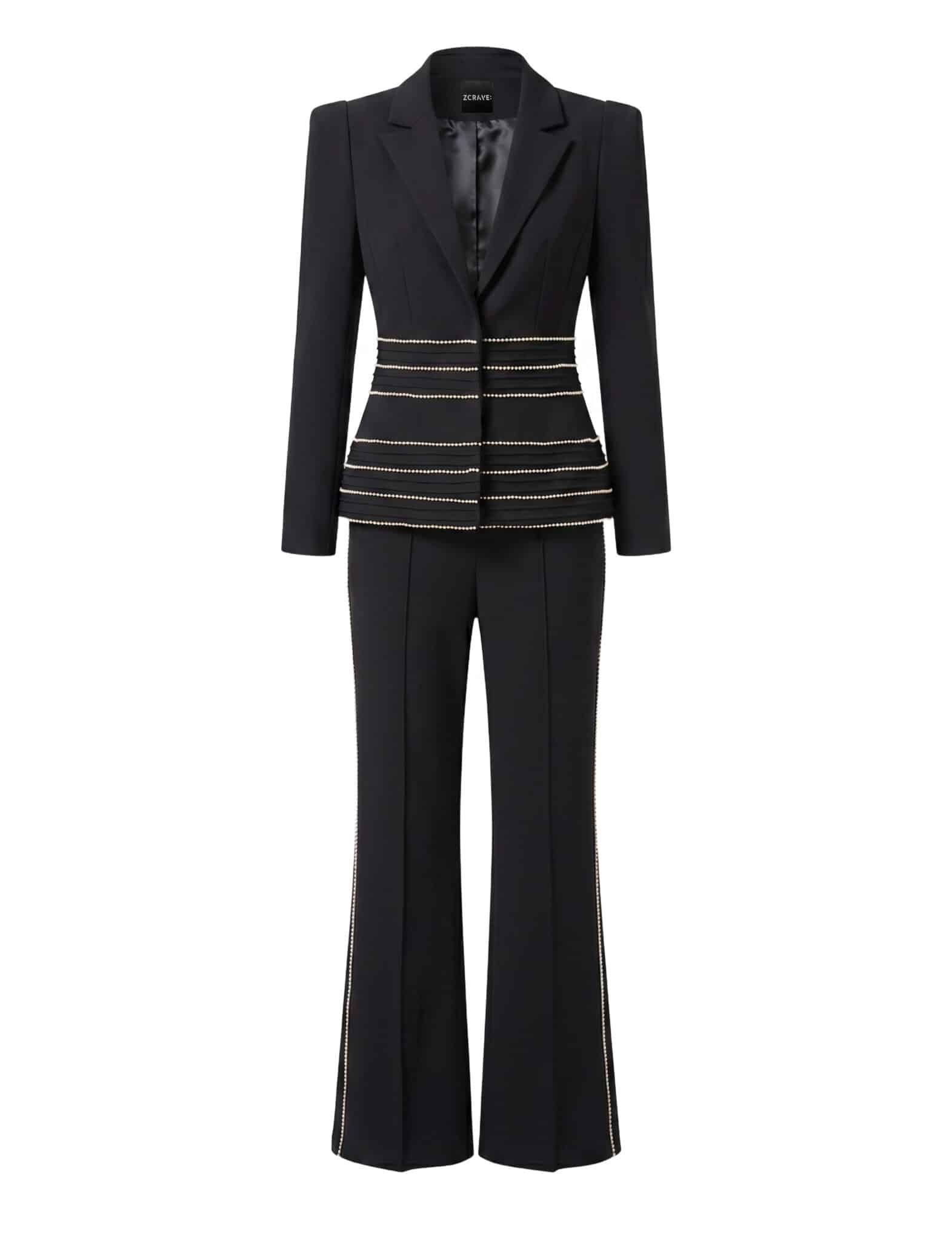 GIANNE BLAZER &AMP;FLARED  PANTS SET IN BLACK