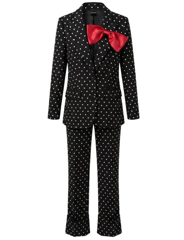 MIETTE Polka Dot Blazer & Trouser Set in Black