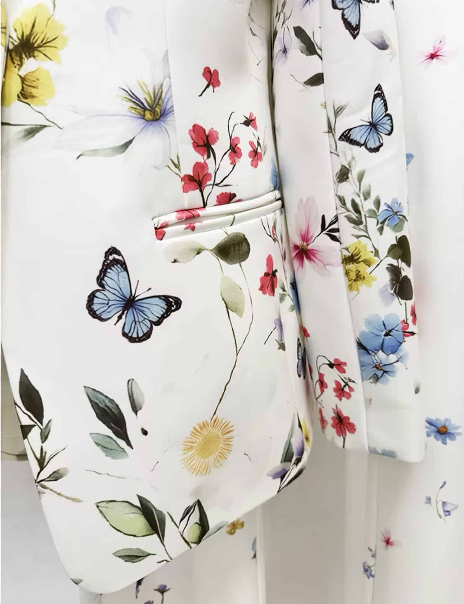 IVETTE Botanical Blazer & Flared Pants Set