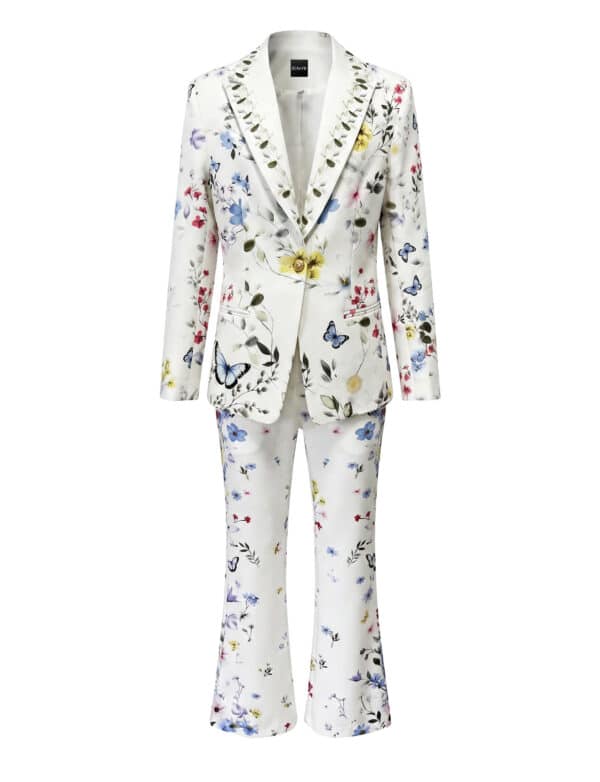 IVETTE Botanical Blazer & Flared Pants Set